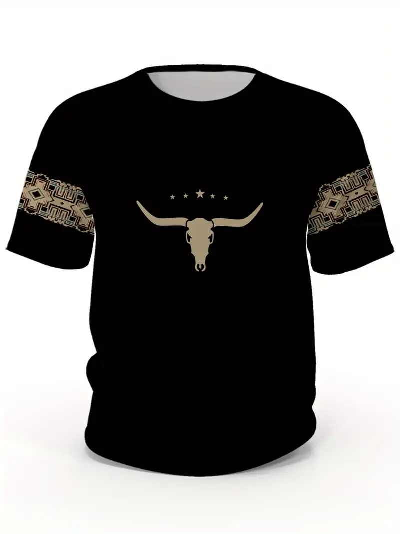 Ultra Light weight Bull Skull Graphic T-Shirt