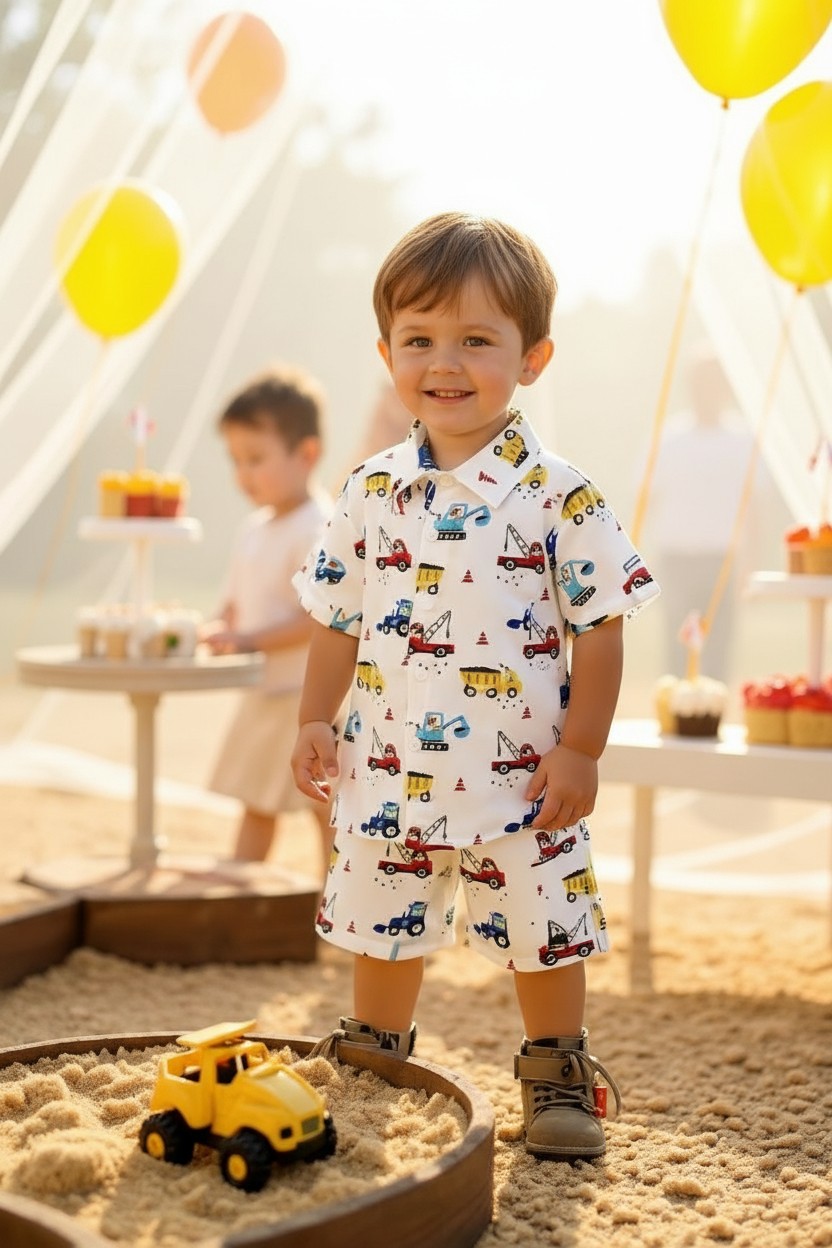 Kids' Construction Button Up Set