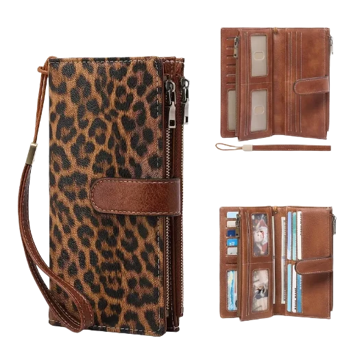 Animal Print Large Wallet to fit phone inside 