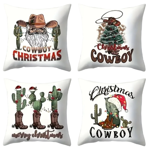 Cowboy Christmas Decorative Throw Pillows