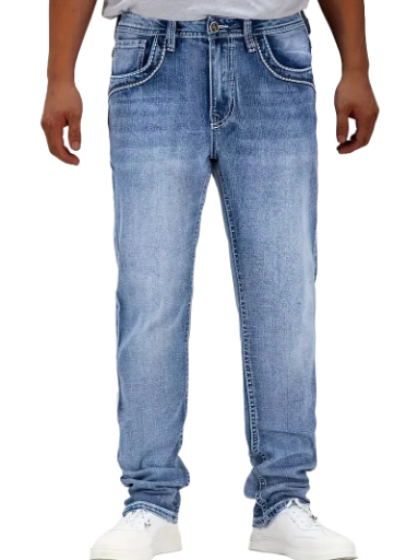 Men's Embroidered Blue Denim Jeans