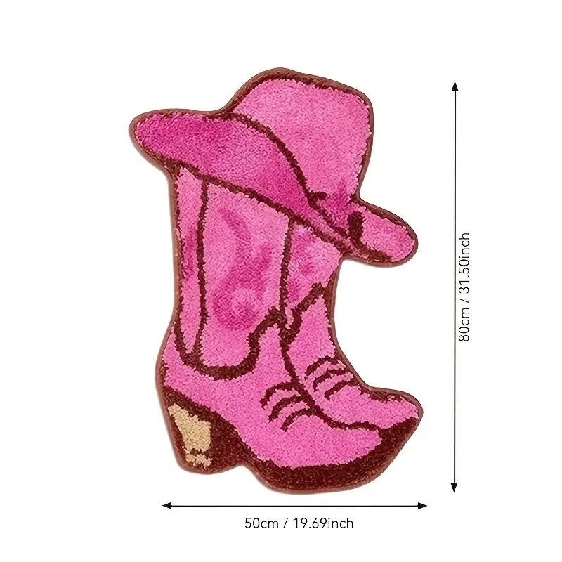 Cowboy boots and Hat Pink Bath Mat