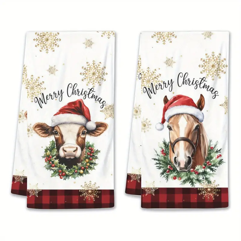 Christmas Farm Animal Decorative Towels