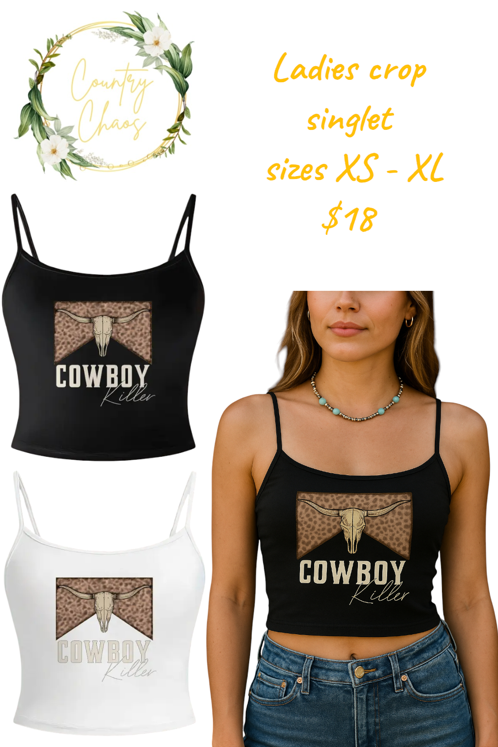 Ladies Cowboy Killer Crop Singlet