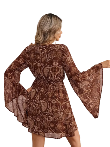 Bohemian Brown Paisley Dress