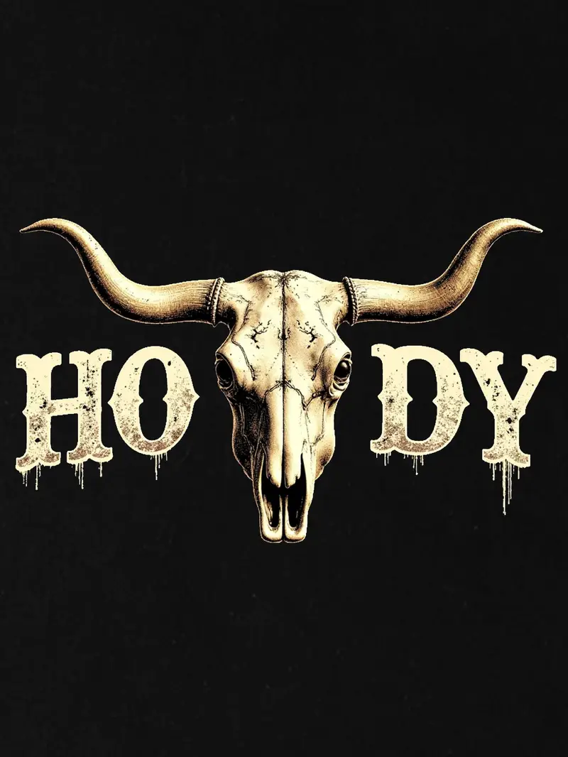 Men's Black 'Howdy' Bull Skull T-Shirt