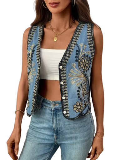 Embroidered Western Vest
