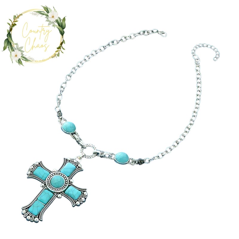 Turquoise Cross Pendant Necklace