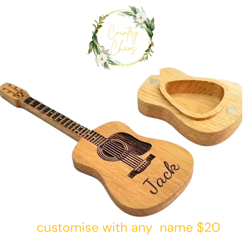 Mini Wooden Guitar Pick Holder 
