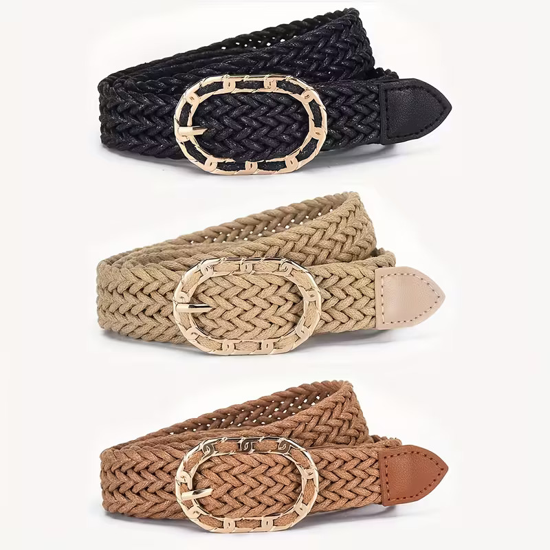 Bohemian Woven Belt with gold buckle 