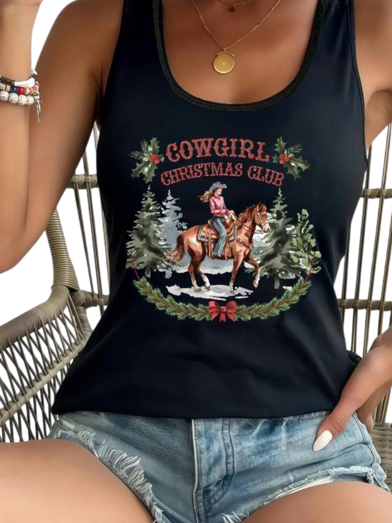 Cowgirl Christmas Club Singlet Top
