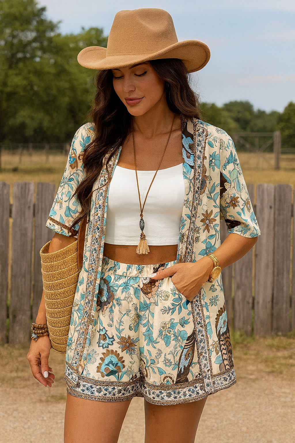 Boho Floral Print Matching Set