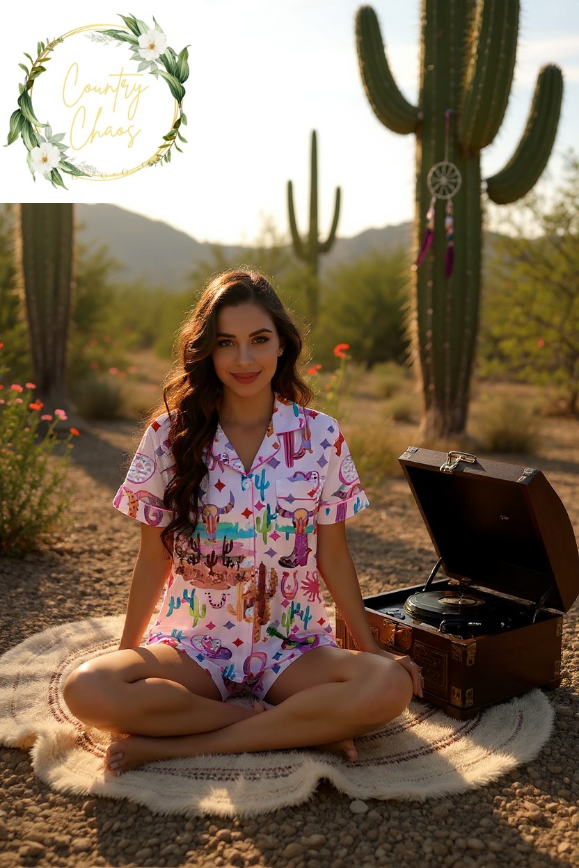 Western Theme Printed Pajama Set