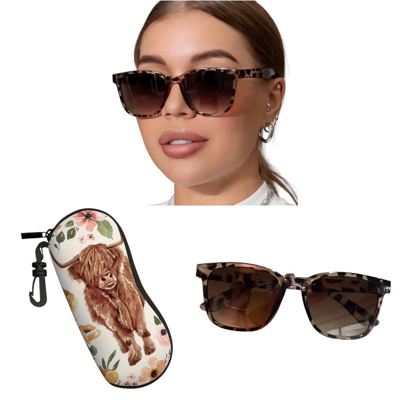 Tortoiseshell Sunglasses With Clip On Case