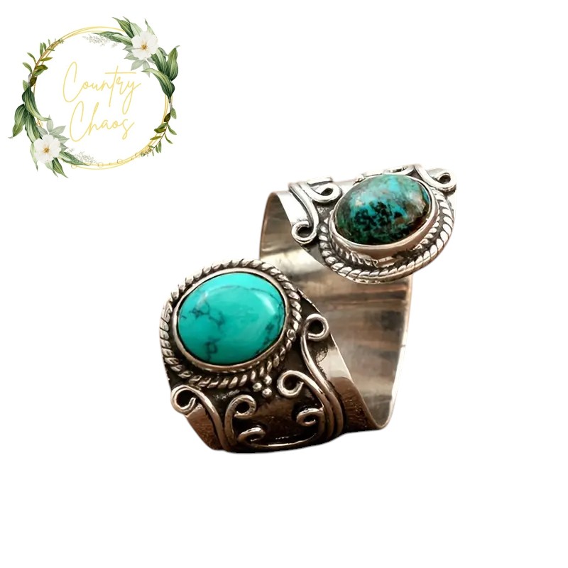 Turquoise Silver Adjustable Ring