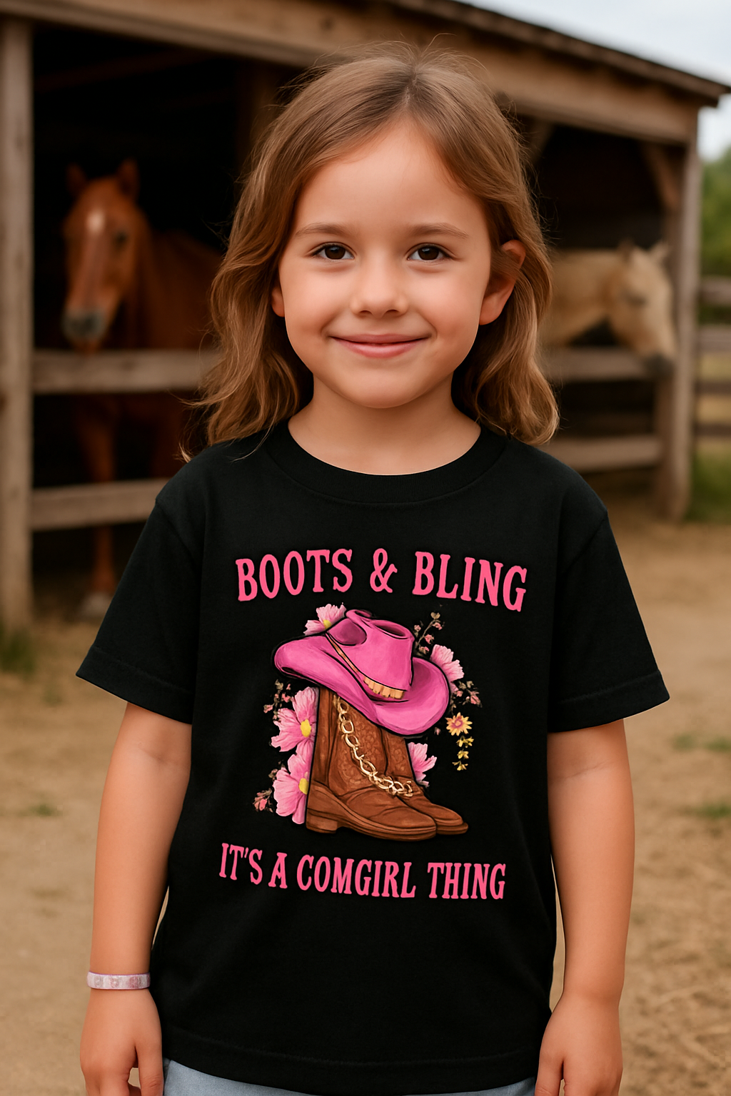 Girls’ Cowgirl Boots and Bling T-Shirt