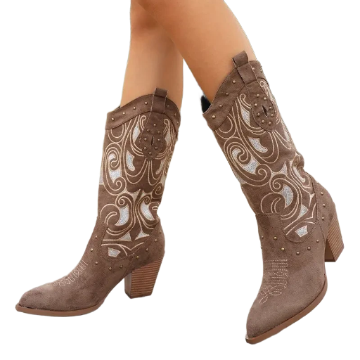 Brown Embroidered Cowgirl Boots