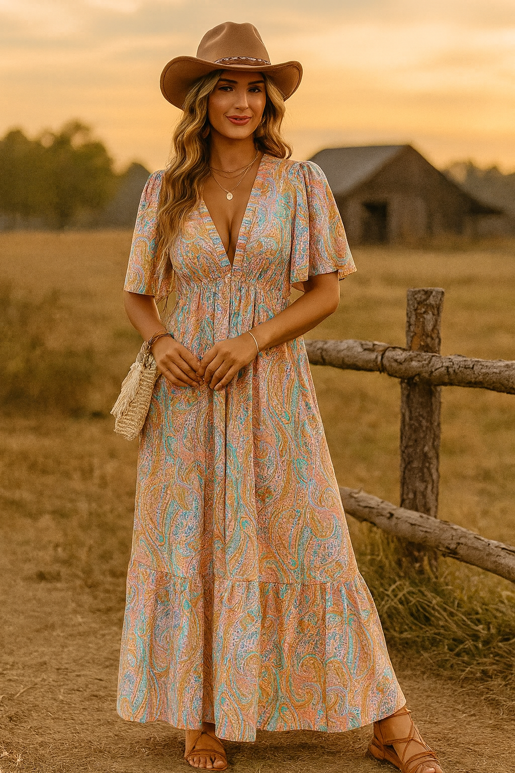 Paisley Boho Maxi Dress