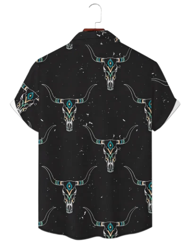 Men's Button Up Skull Print Shirt