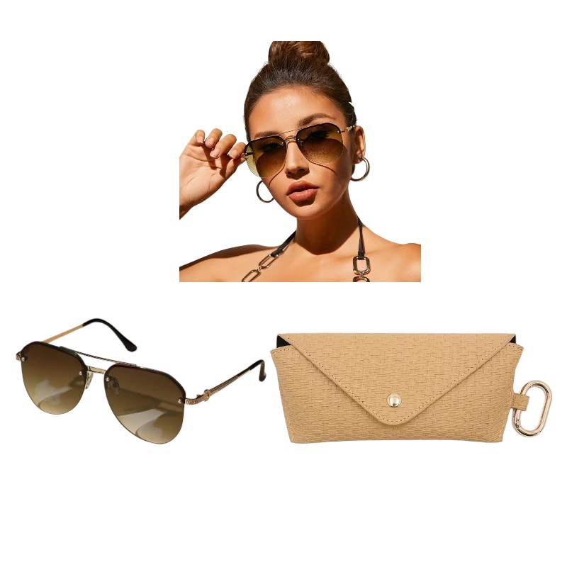 Aviator Sunglasses With Clip On Case