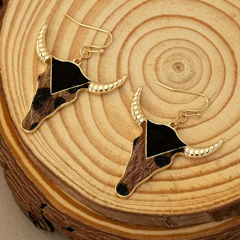 Bull Skull Drop Earrings