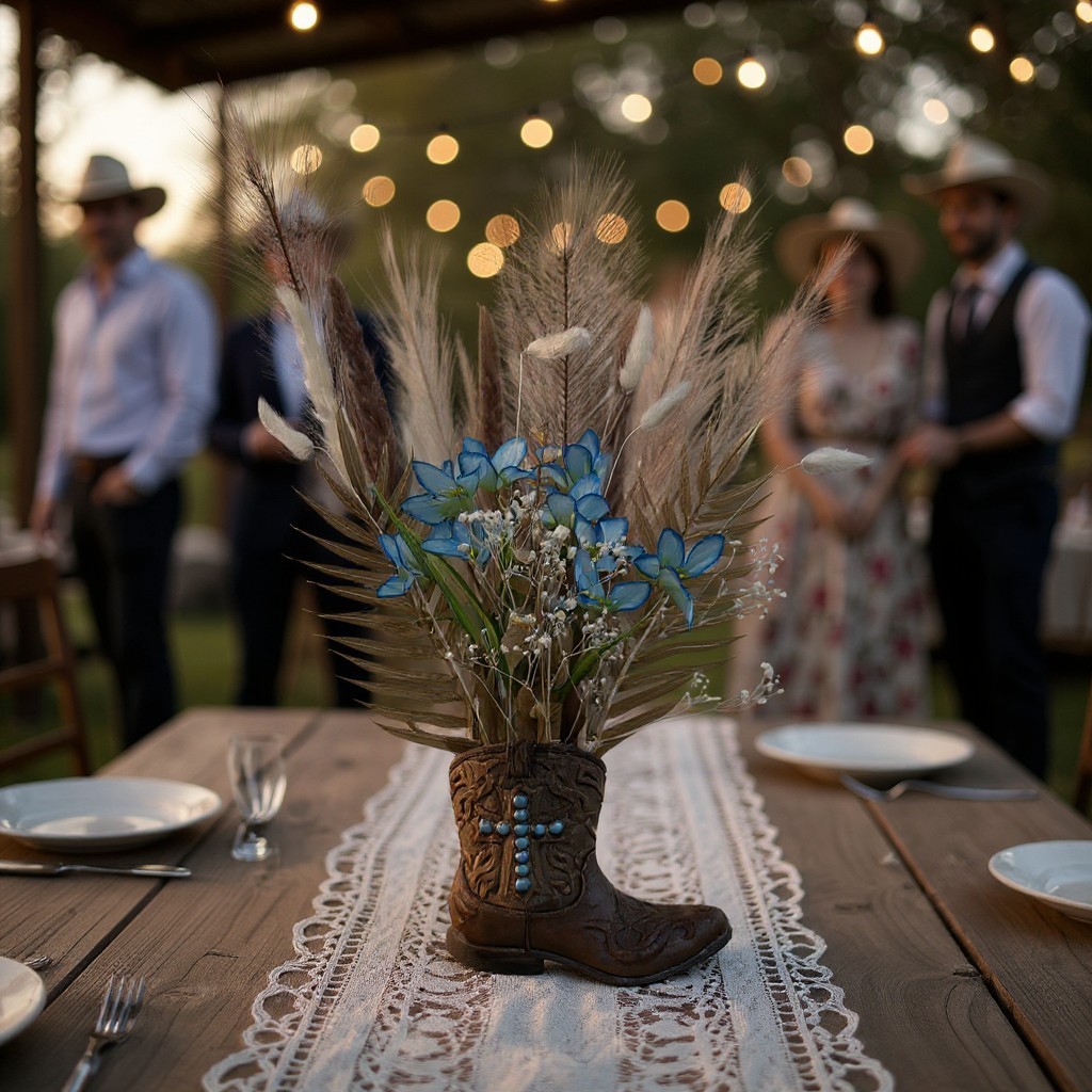 Western Boot Flower Centerpiece