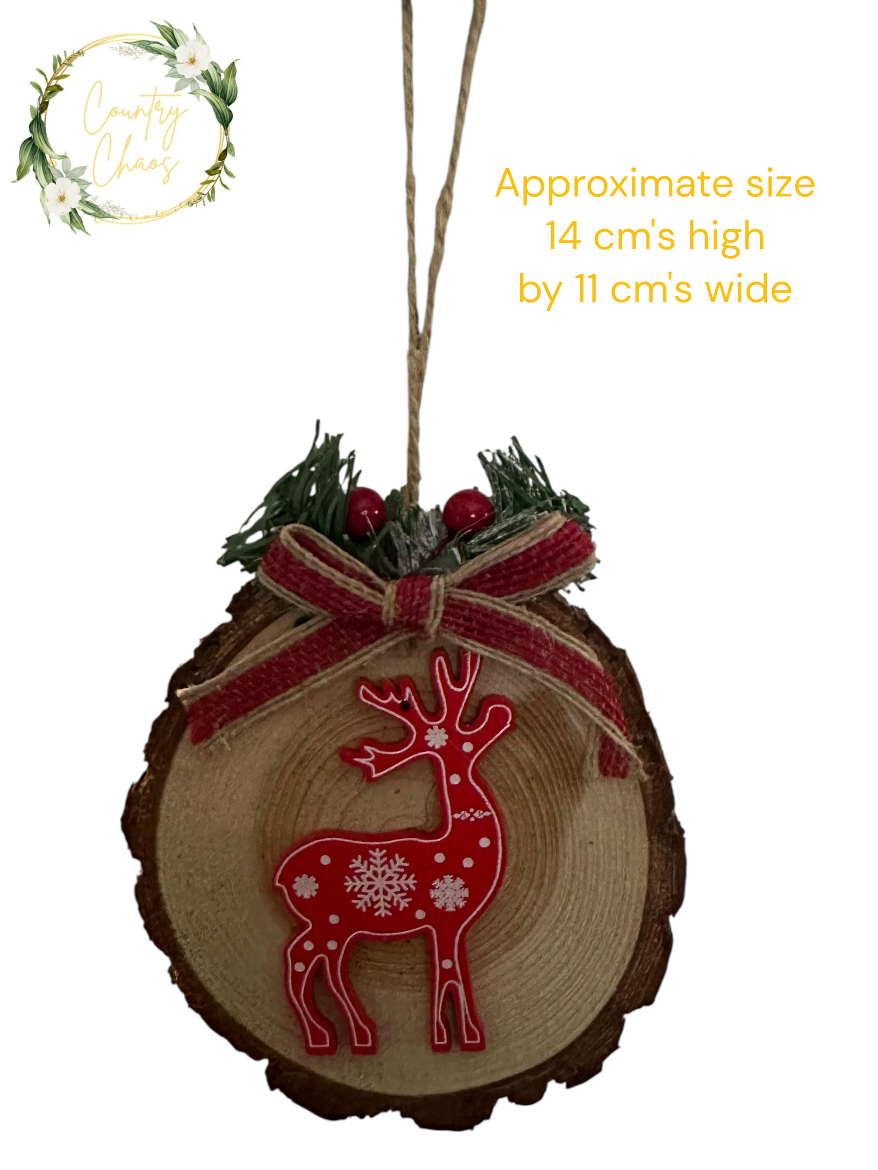 Rustic Wooden Reindeer Christmas Ornament