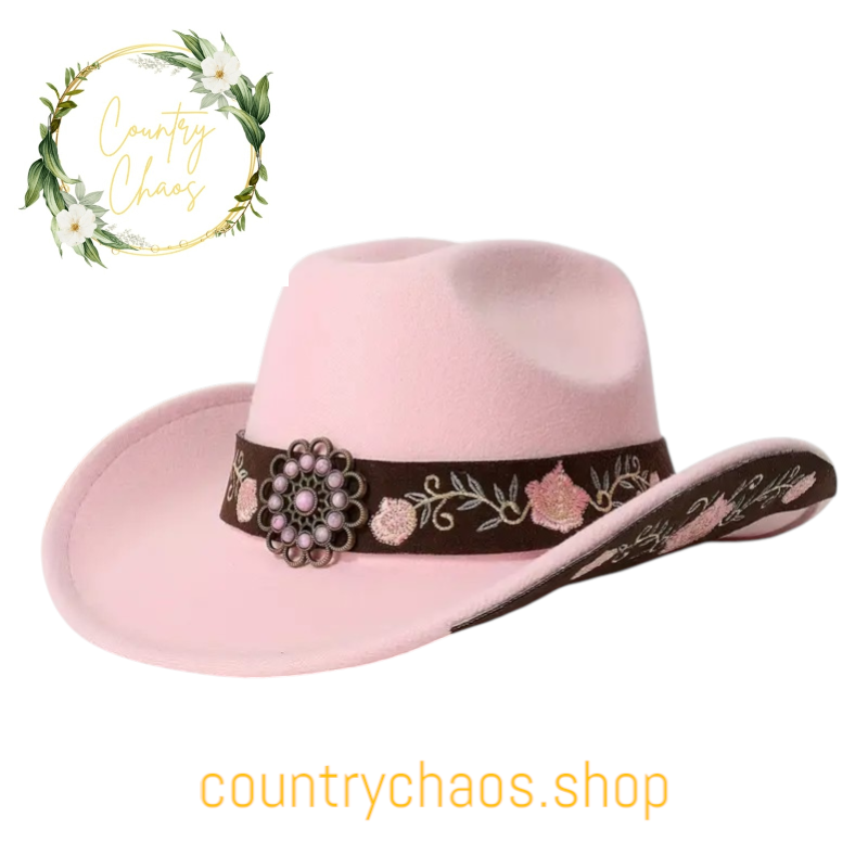  Cowgirl Hat With Embroidered Band And Sides