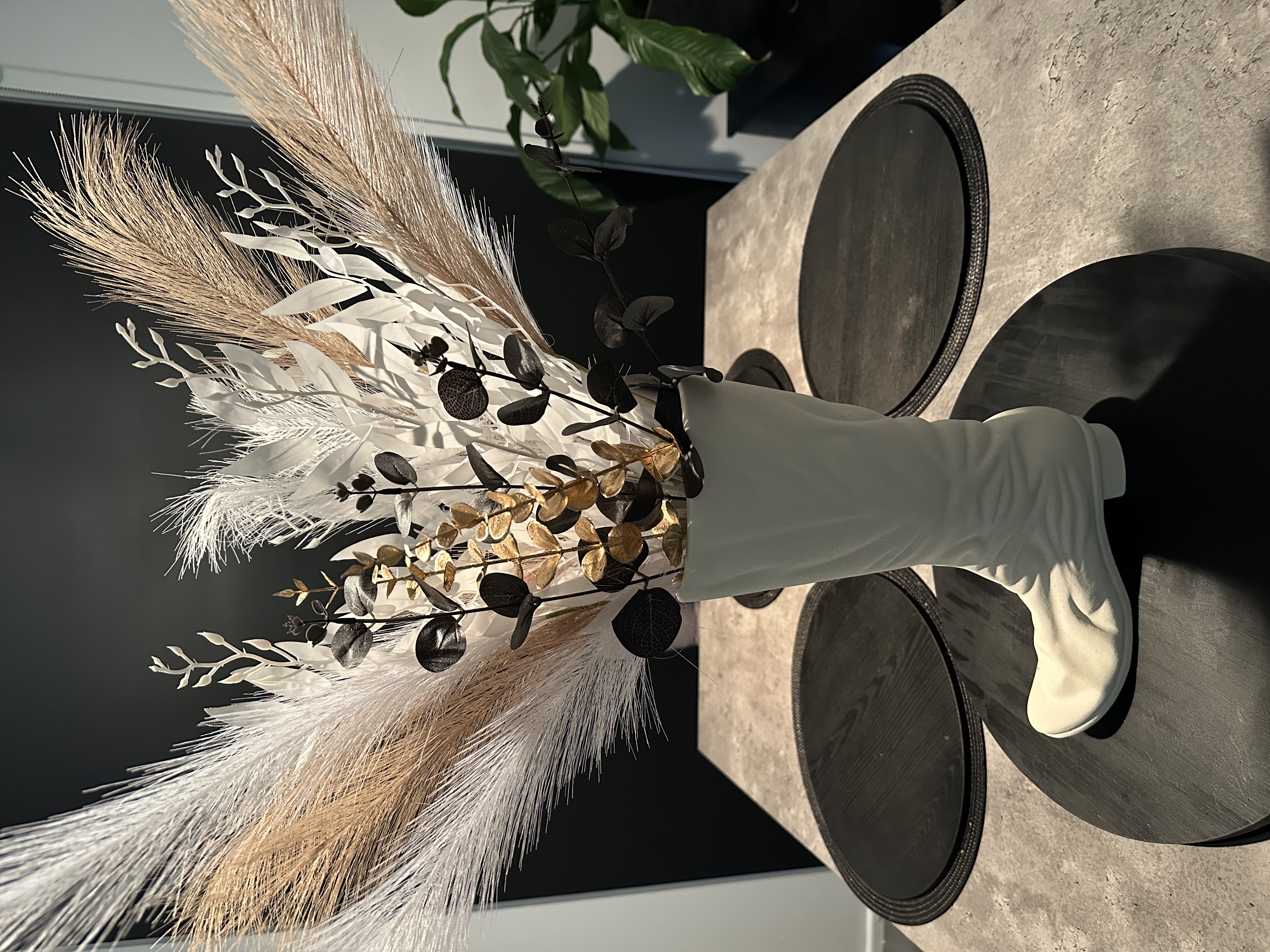 Decorative Boot Vase with Pampas Arrangement