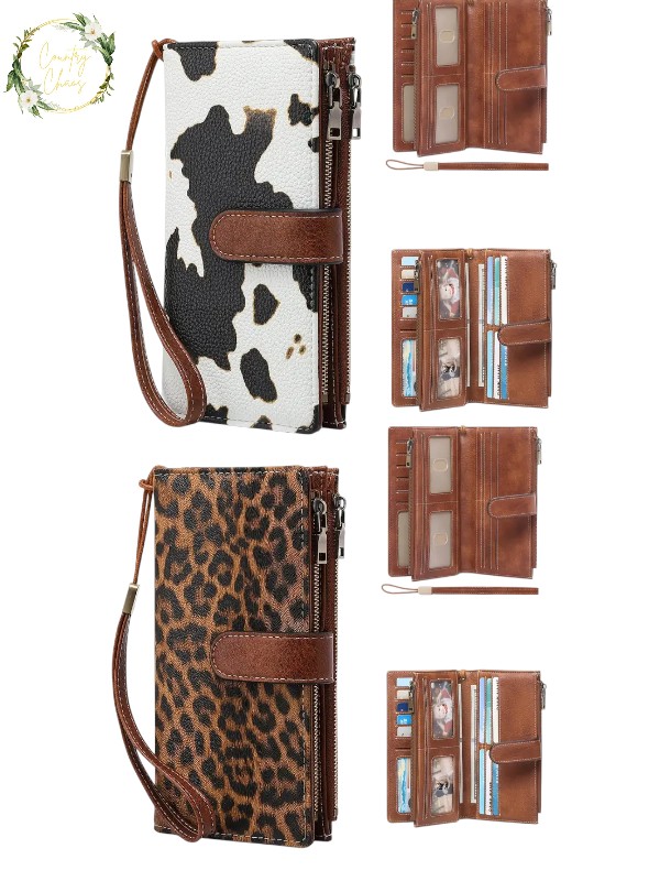 Animal Print Large Wallet to fit phone inside