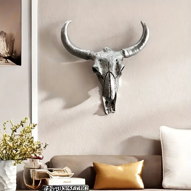 Decorative Bull Skull Wall Mount Silver
