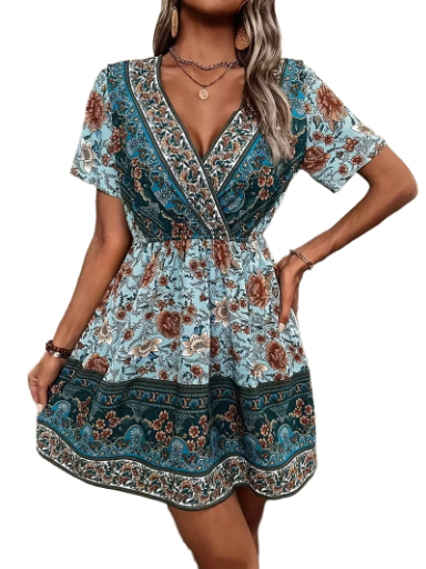 Floral V-Neck Summer Dress