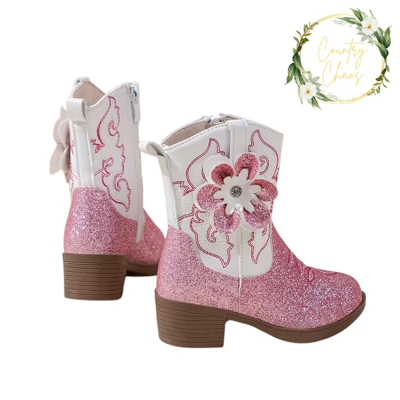  Pink Glitter Cowgirl Boots
