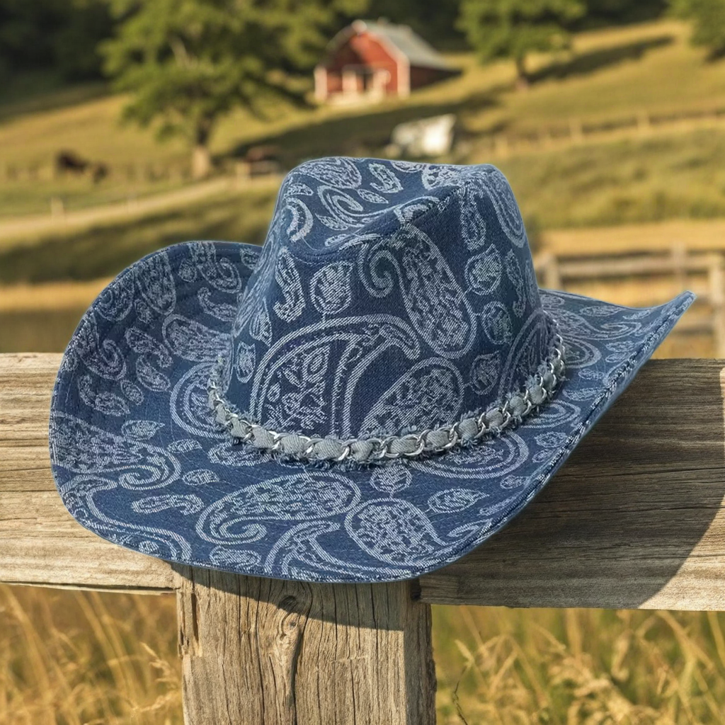 Paisley Denim Cowboy Hat