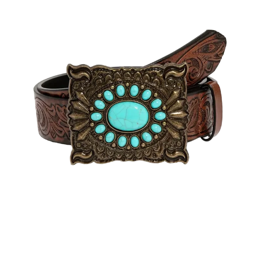 Ladies Country Belt with Turquoise Buckle