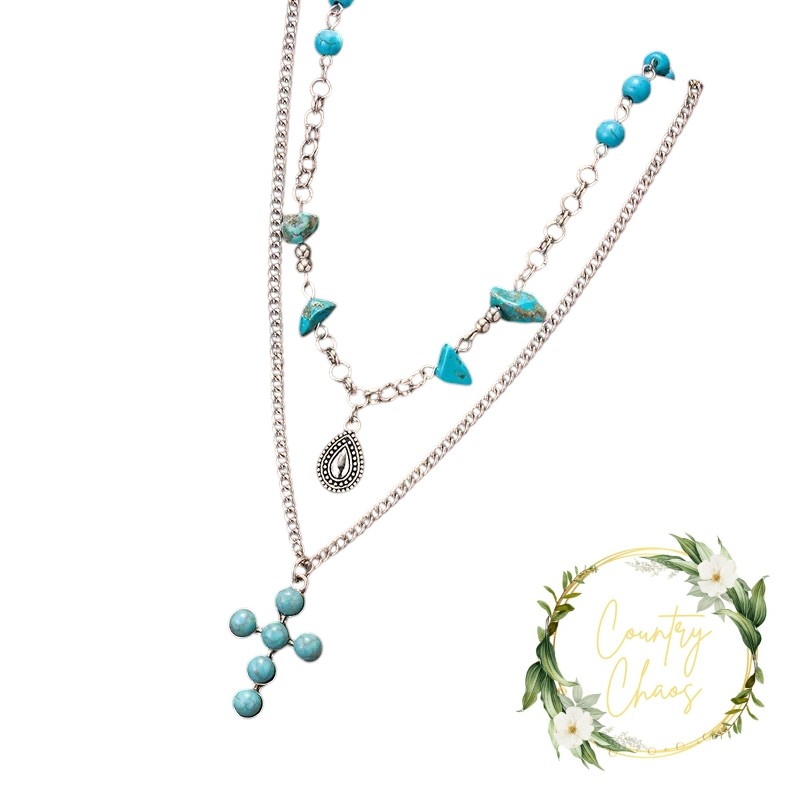 Turquoise Layered Necklace Set of 2