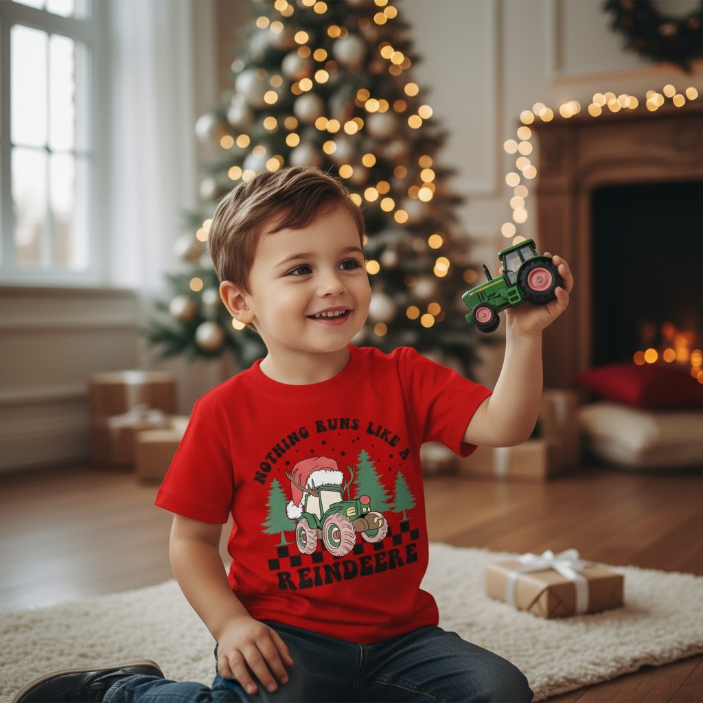Kids Christmas Tractor T-Shirt