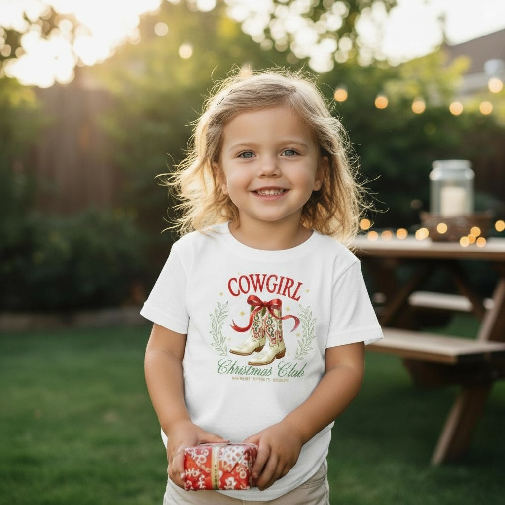 Girls Cowgirl Christmas Club T-shirt
