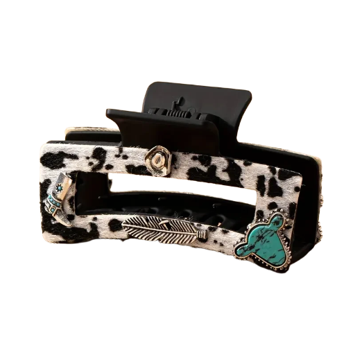 Cow Print Hair Claw Clip