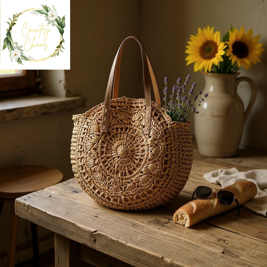 Round Woven Tote Bag