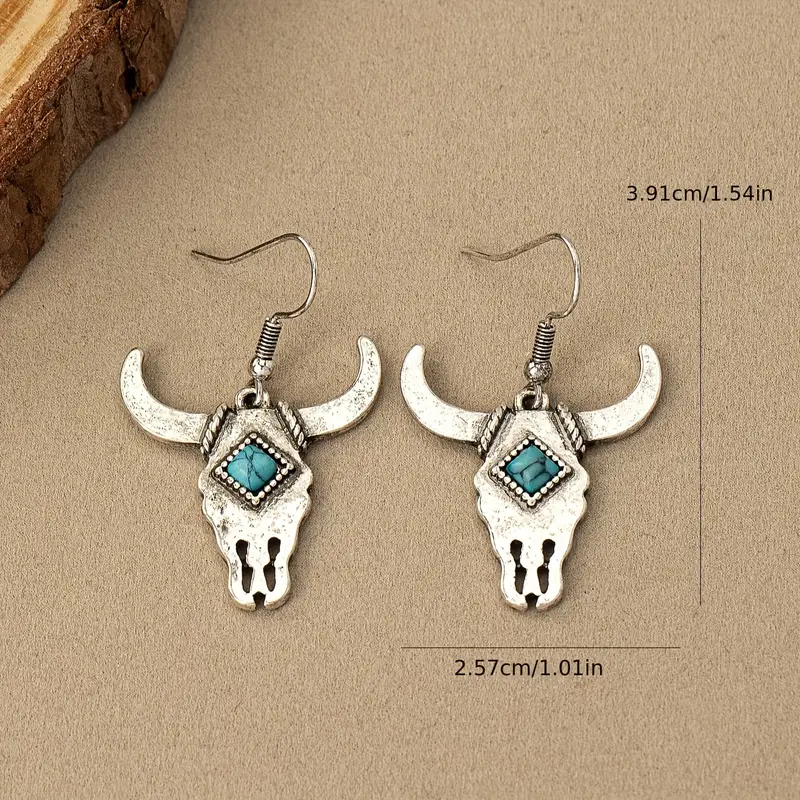 Western Boho Bull Skull Earrings