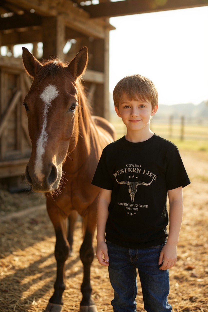 Boys Cowboy Western Life T-shirt