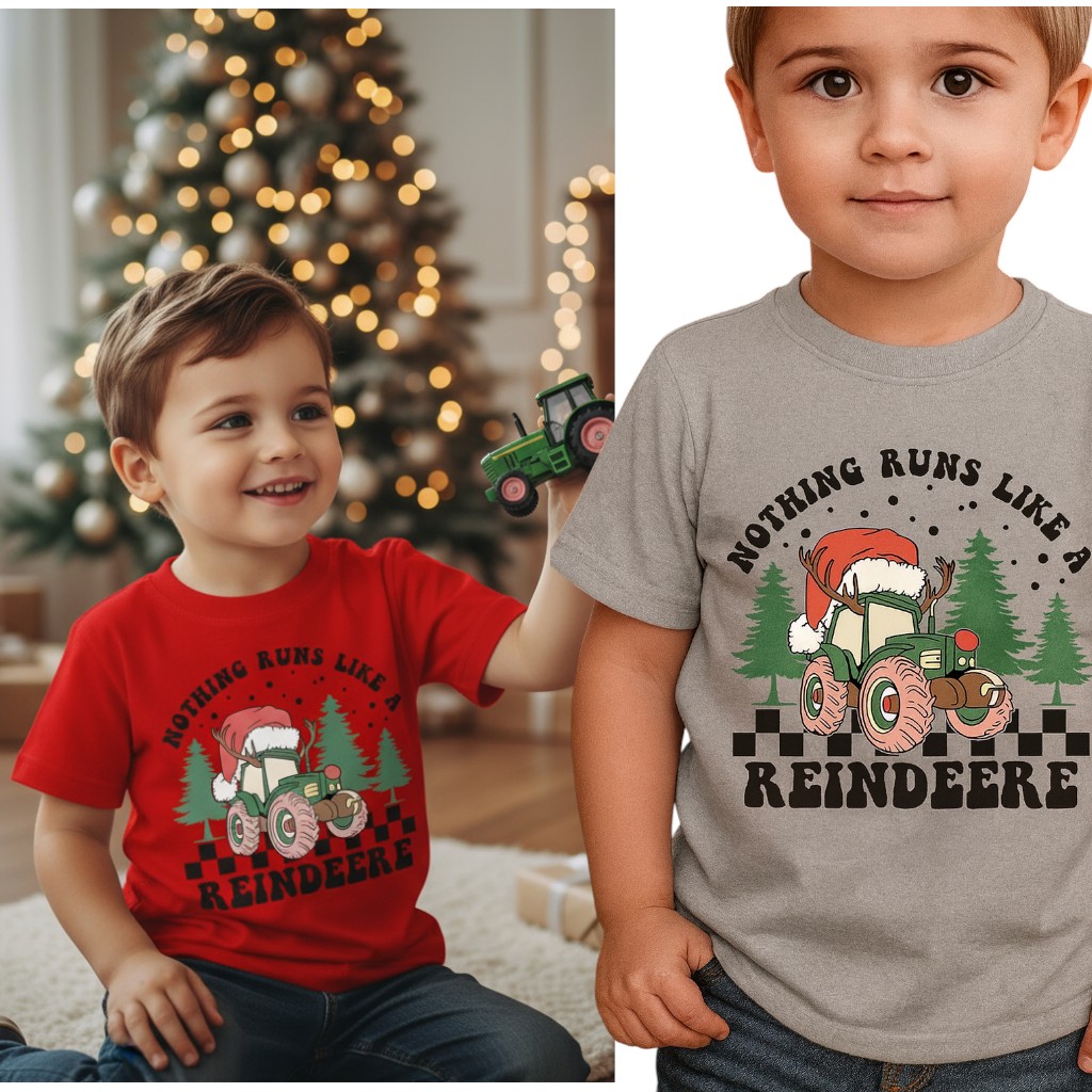 Kids Christmas Tractor T-Shirt