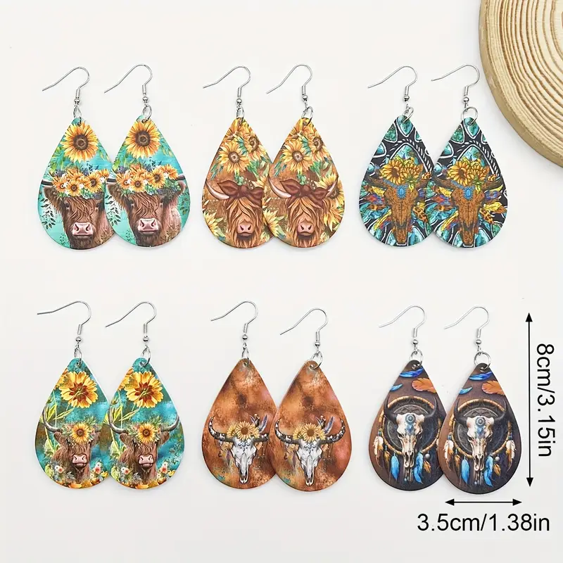 Bright and colourful cow earrings 