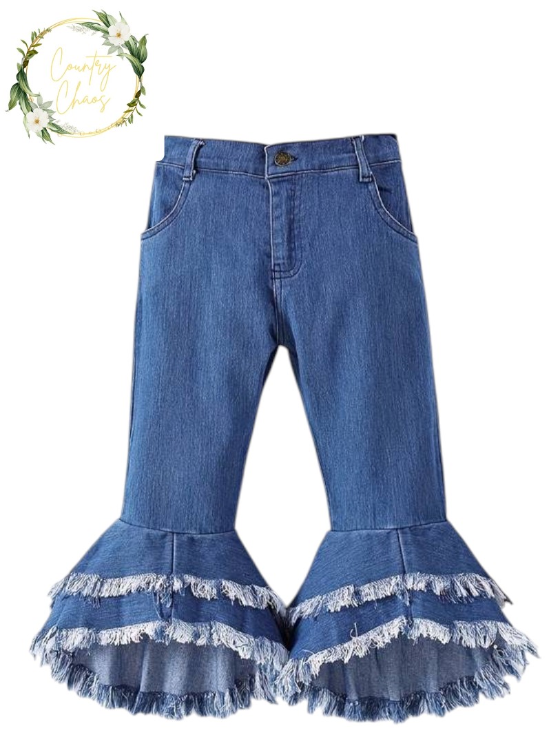 Girls' Flared Ruffle Jeans