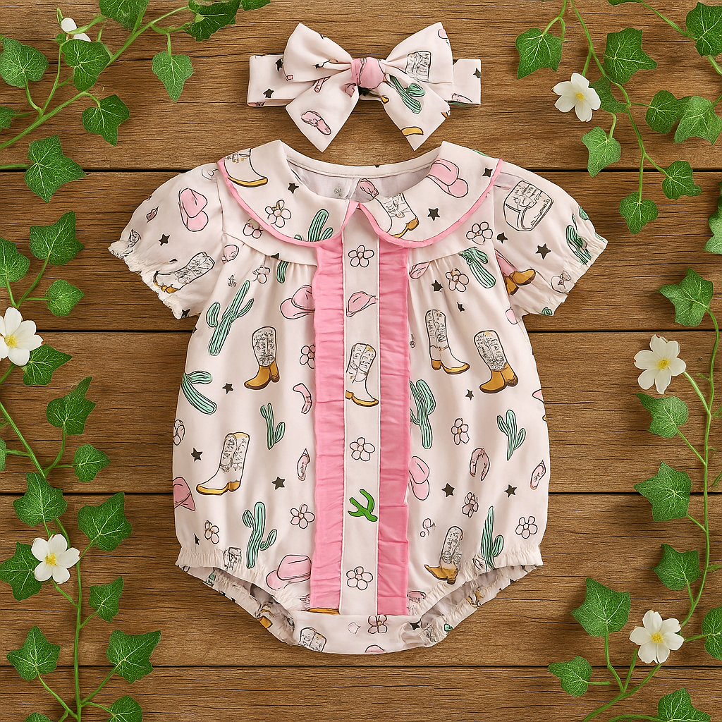 Baby Cowgirl Romper with Headband