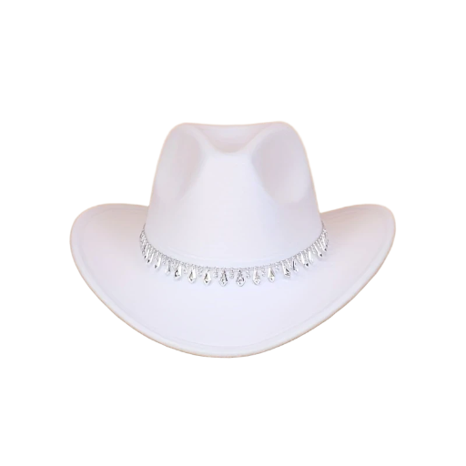 Ladies White dimonte Cowboy Hat