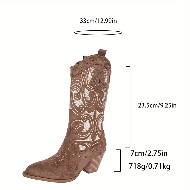 Brown Embroidered Cowgirl Boots