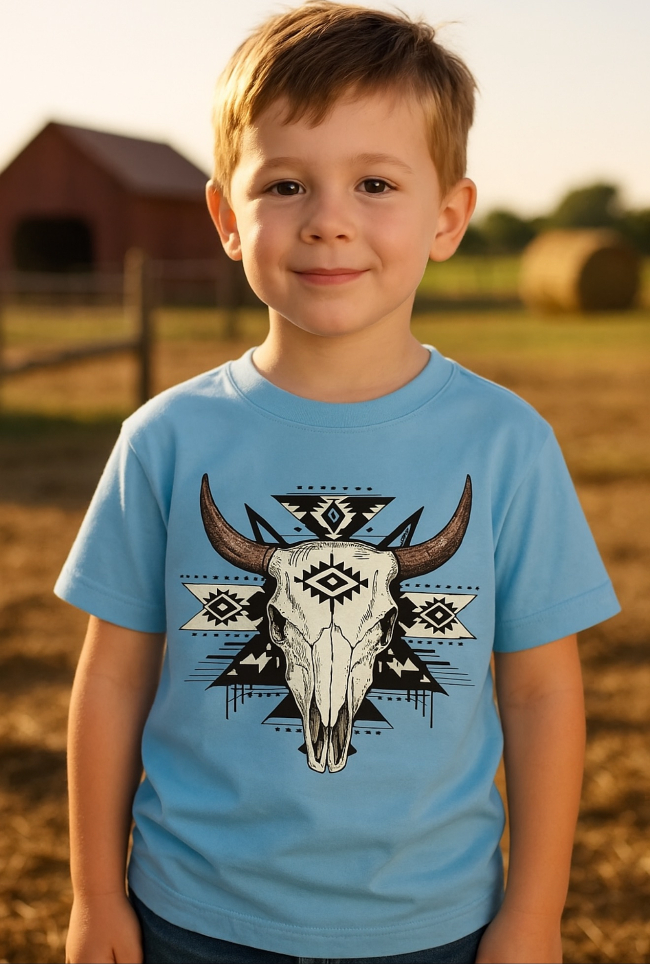 Kids Western Skull Graphic T-shirt