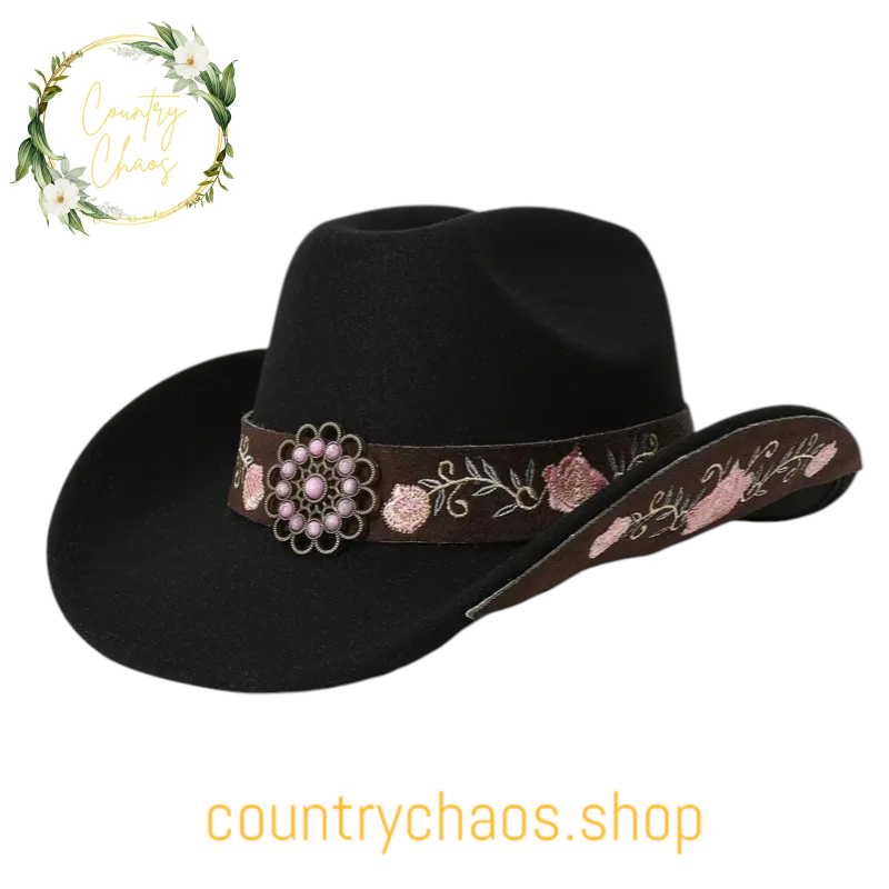  Cowgirl Hat With Embroidered Band And Sides